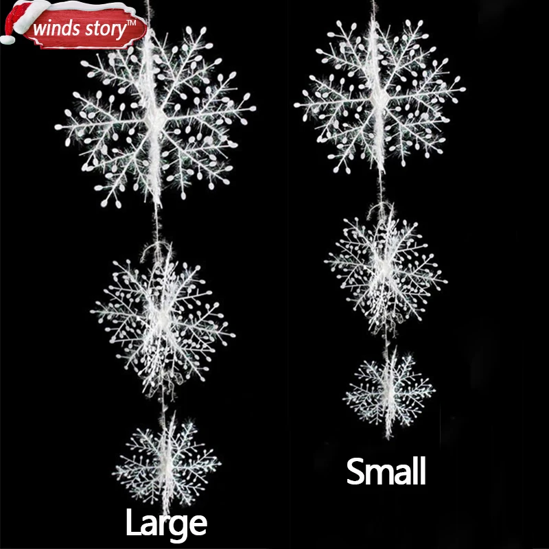 

3 bag Christmas Interior decorations White snowflake christmas hanging decoration snowflake string Festival Party window Decor