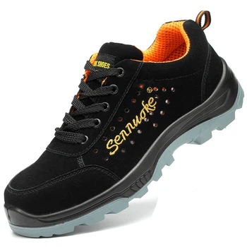 

large size men leisure breathable steel toe cap working safety shoes summer building site worker sneakers security boots zapatos