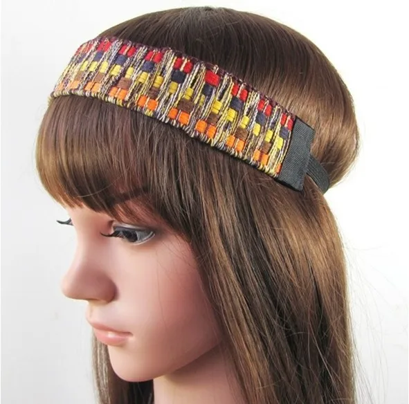 

freeshipping wholesale retail fashion vintage bohemian colorful fabric headband popular fashion hair accessories