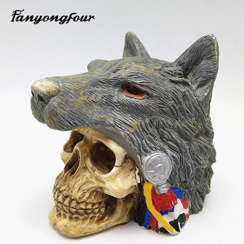 3D Wolf Skull силиконовая форма для выпечки торта из смолы гипса шоколада свечей