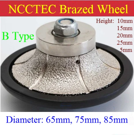 

B Type shape [65mm*5mm/15mm/20mm Round Over] diamond vacuum Brazed hand profile shaping wheel Granite ROUTER BIT