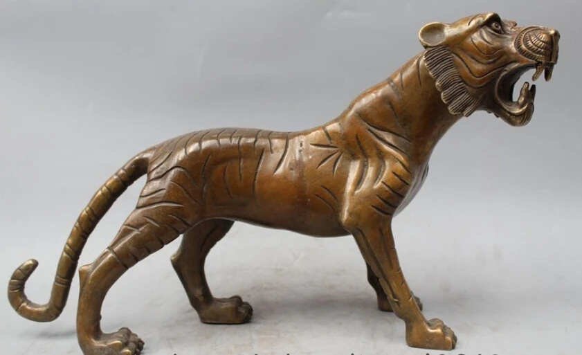 

R0717 Details about 16" Chinese Fengshui Bronze Zodiac Year Tiger Running ferocious Animal Statue B0403