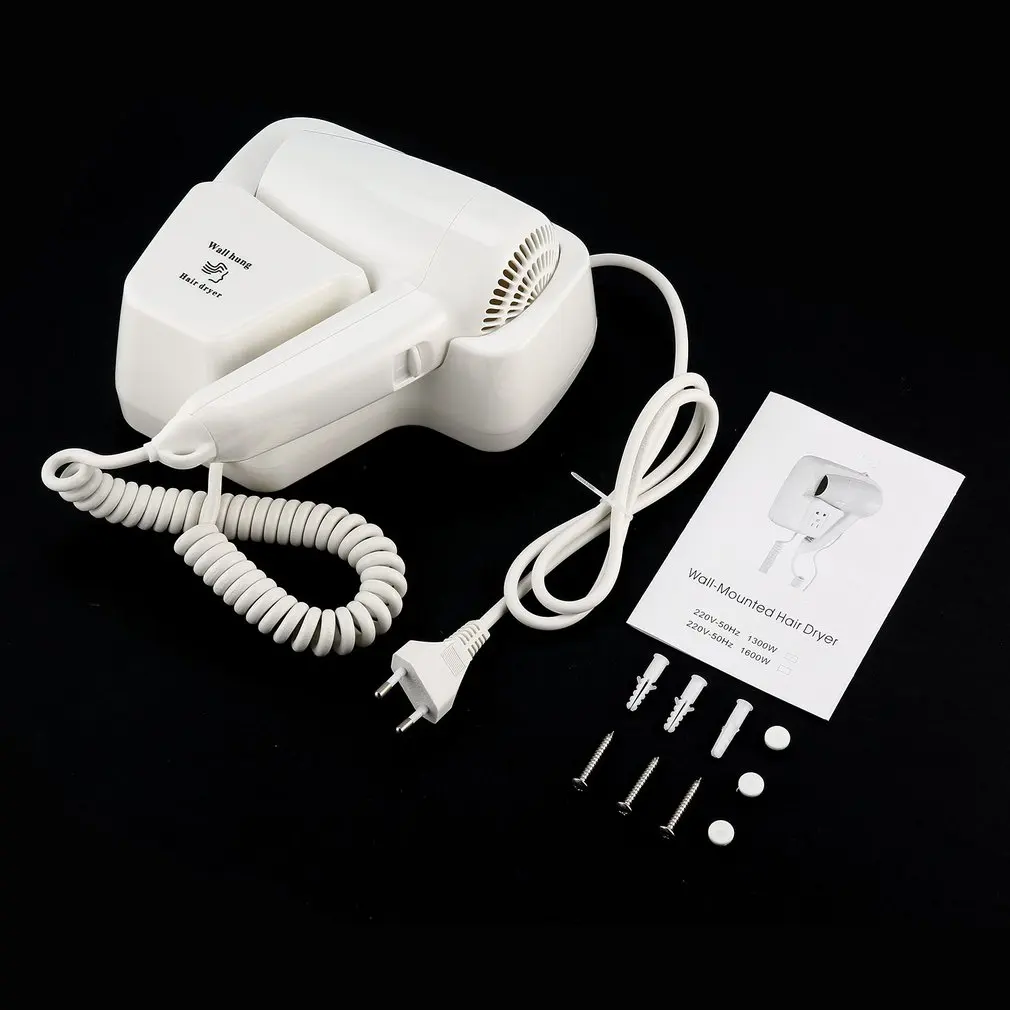 

Wall Mounted Hair Dryer 1300W 220V Security Household Hanging Hair Dryer ABS for Hotel Electric Blower EU Plug DB-2101B