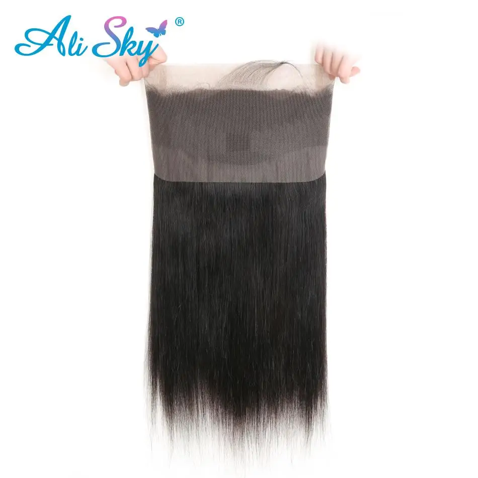 Brazilian Straight Hair 360 Lace Frontal Closure With Bundles Human Hair 3 Bundles With Closure Ali sky Frontal Nonremy 4 PCS Brazilian Straight Hair 360 Lace Frontal Closure With Bundles Human Hair 3 Bundles With Closure Ali sky Frontal Nonremy 4 PCS
