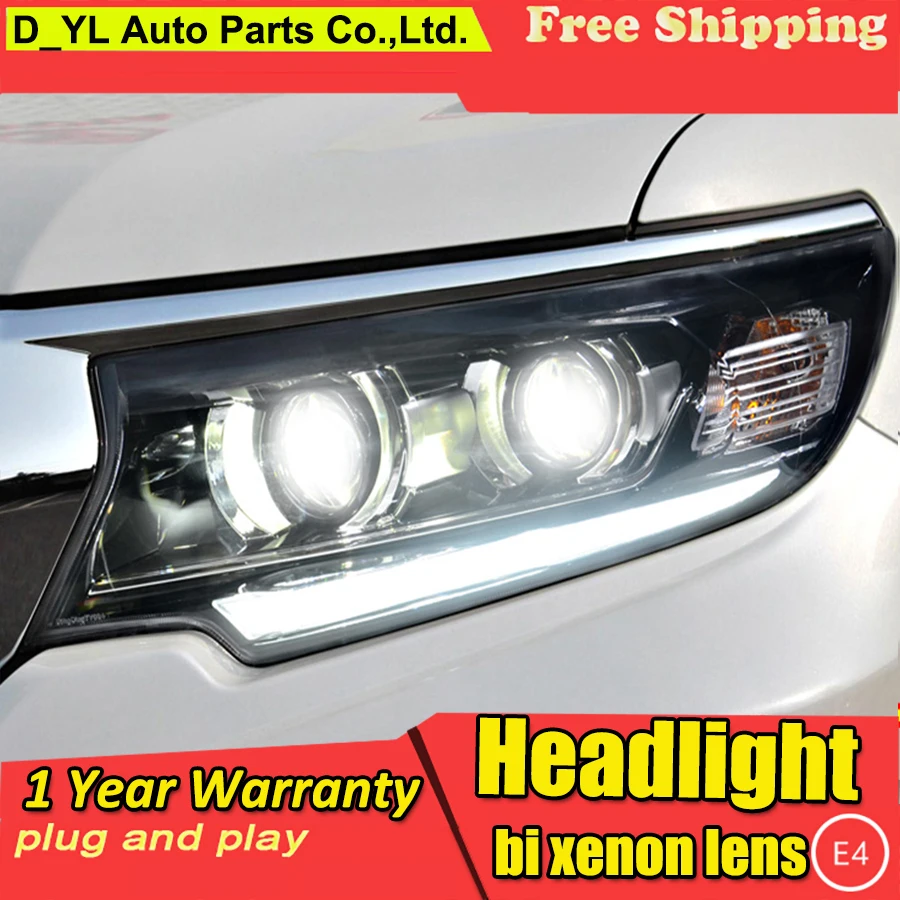 

Car Styling For Toyota Prado Headlights 2018 LED Head lamp LED DRL High Low lamp Full LED Double lens LED Automobile Accessories