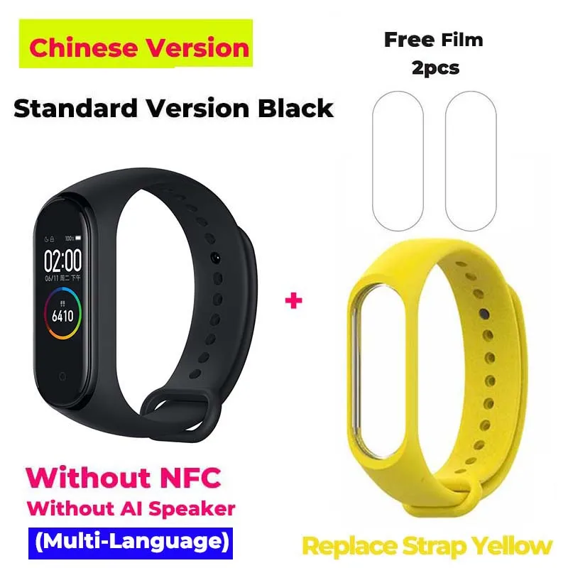Новейший Xiaomi mi-браслет 4 Smart mi Band 4, браслет, пульсометр для фитнеса, 135 мА/ч, цветной экран, Bluetooth 5,0 - Цвет: CN Standard Yellow
