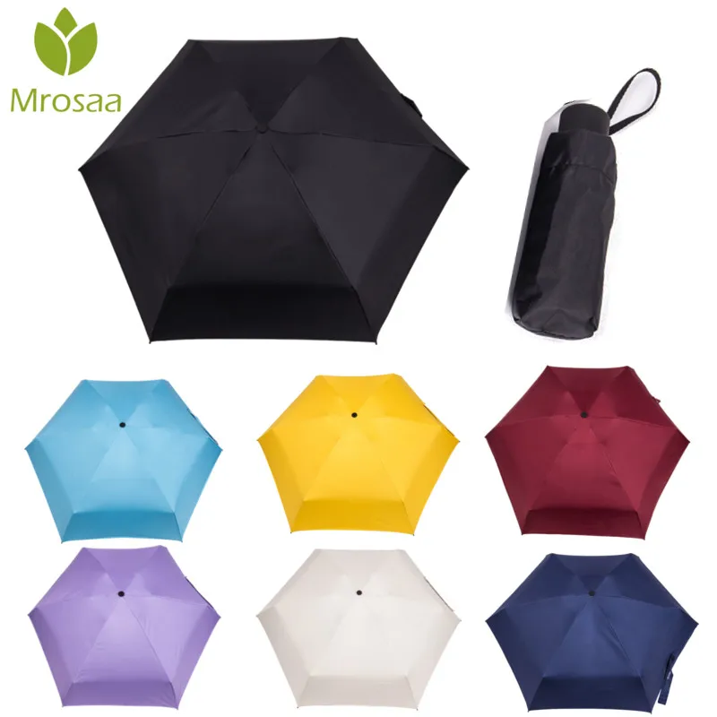UV Protect Umbrella Mini Black Coating Parasol Pocket Compact 5 Folding