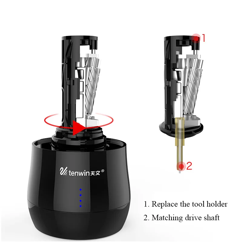TENWIN Регулируемая электрическая точилка для карандашей двойного назначения многофункциональная зарядка художественная Рисование эскиз специальная точилка для карандашей 8009