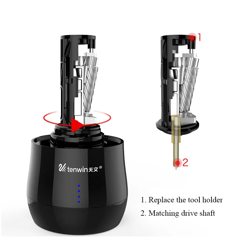 Günstige TENWIN Einstellbare Elektrische Bleistift Spitzer Dual Zweck Multifunktions Lade Kunst Zeichnung Skizze Spezielle Bleistift Spitzer 8009