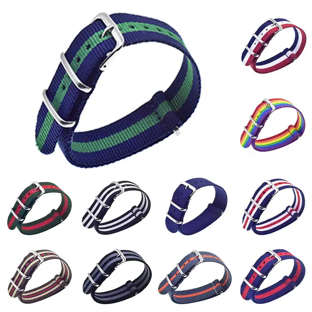 

2018 Nato Nylon Strap18mm 20mm 22mm Watch Band Bracelet Woven Zulu Strap 20Mm Wristwatch Band Buckle Fabric strap on for hours