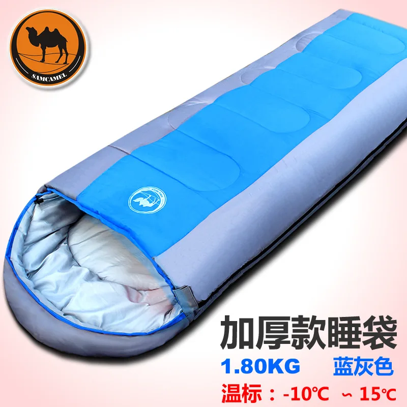 1.8kgs взрослый открытый спальный мешок для кемпинга конверт с рисунком с крышкой толстый наполнитель хлопковый светильник легко переносить теплый спальный мешок - Цвет: blue
