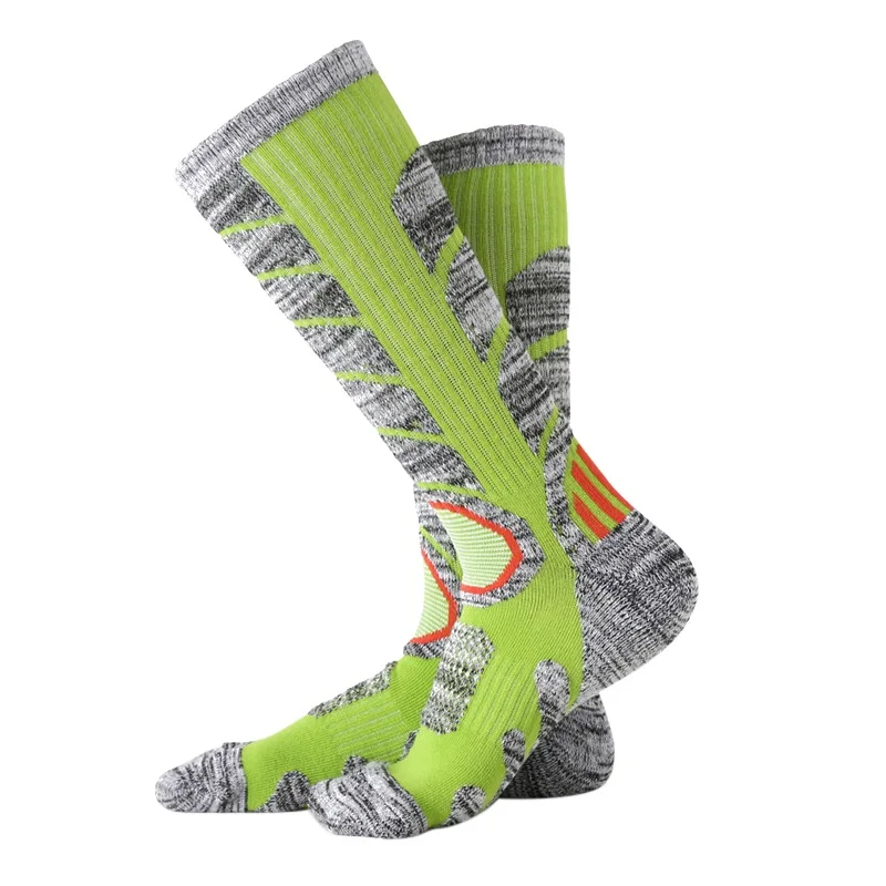 Новые Компрессионные носки мужские и женские носки для бега для спорта на открытом воздухе Пешие прогулки альпинистские теплые носки - Цвет: Зеленый