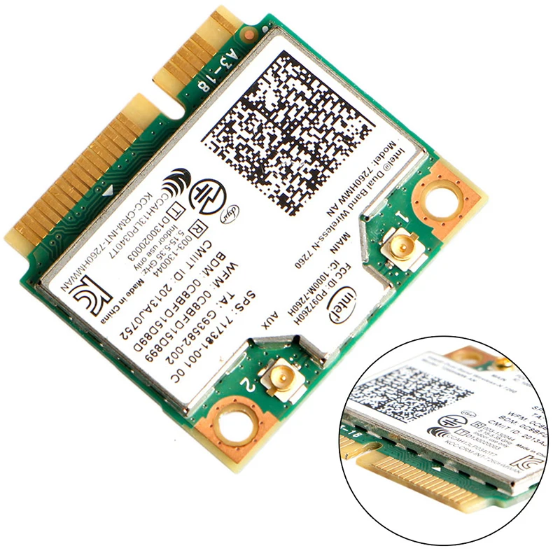 7260HMW Intel Двухдиапазонная Беспроводная+ Bluetooth 4,0 мини PCI-E WLAN карта