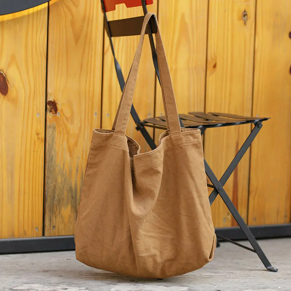 Женская Повседневная холщовая Большая вместительная сумка для покупок сумки на плечо сумка-тоут кошелек твердая сумка Лот Новинка в моде - Цвет: Хаки