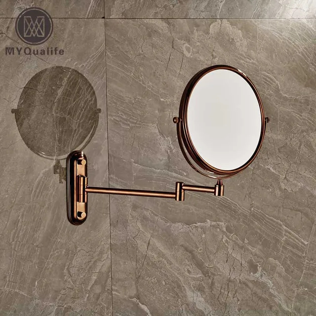 Rose Golden Make Up Magnifying Mirror Bathroom Wall Mounted Rose Golden Make Up Magnifying Mirror Bathroom Wall Mounted Extending Double Side Round Folding Shaving