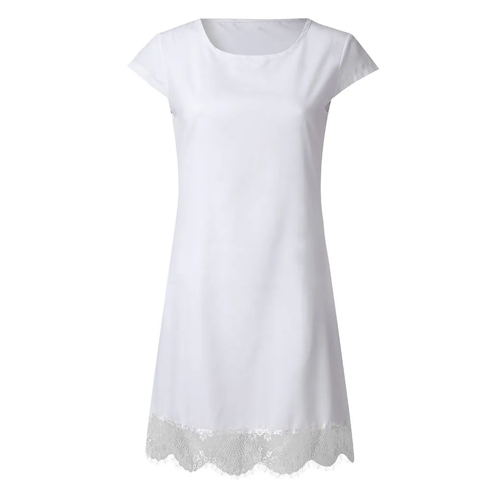 Женское платье Новое повседневное сексуальное летнее свободное пляжное кружевное платье женское без рукавов тонкое шифоновое короткое белое платье vestido# P30 - Цвет: Белый