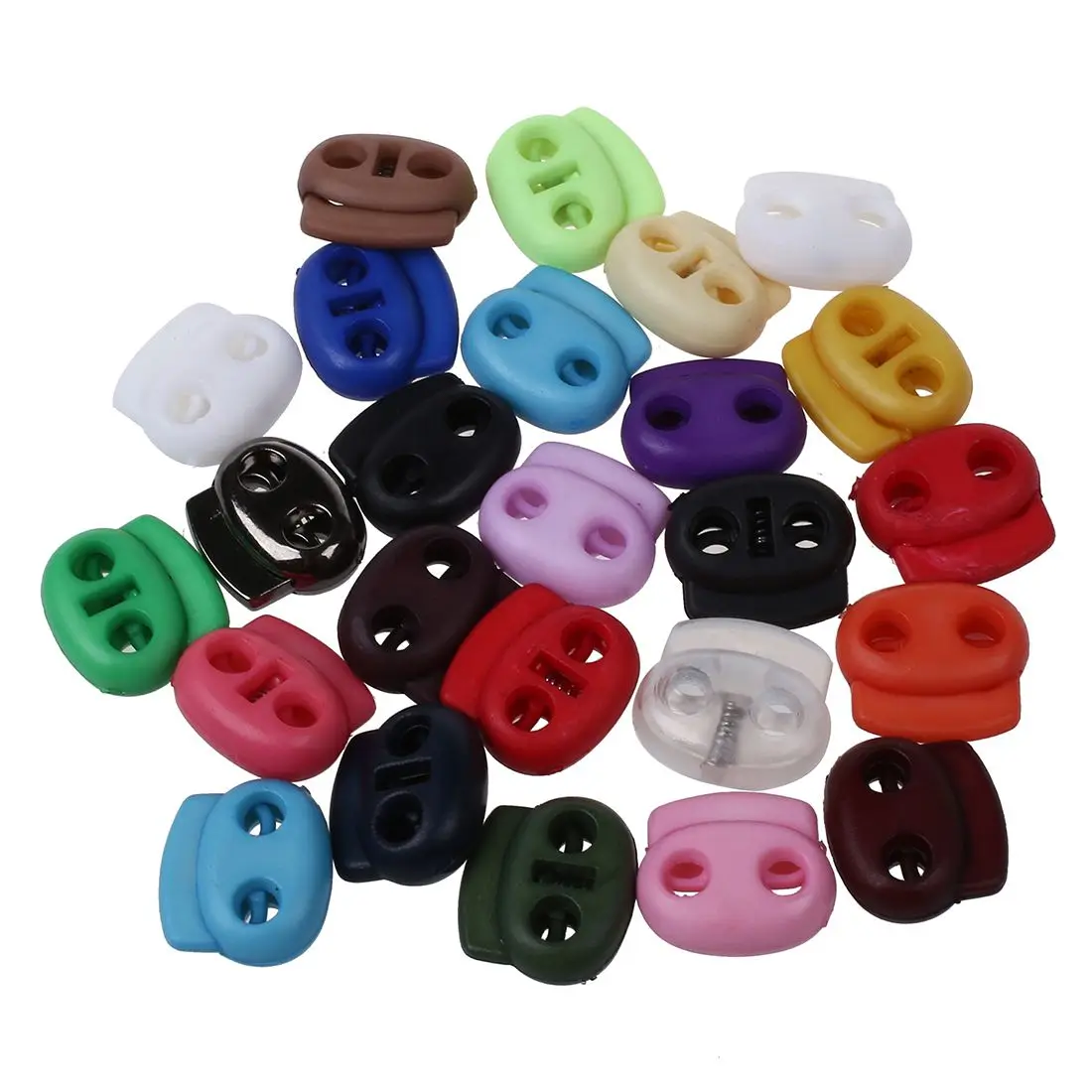 

25pcs Oval Cord Lock DIY Spring Fastener Toggle Stopper Buttons Random Color