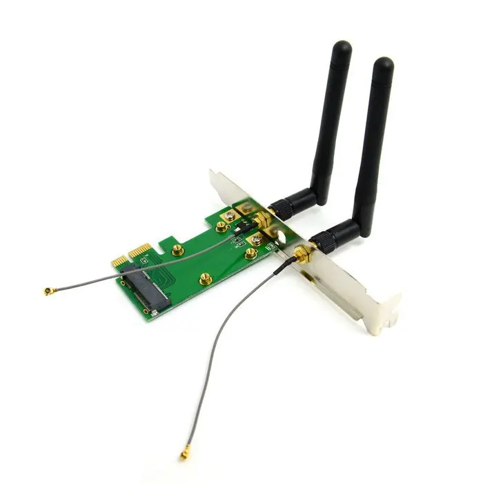 50pcs lots Mini PCI E to PCI E Express Wireless Card with Dual Antennas font b