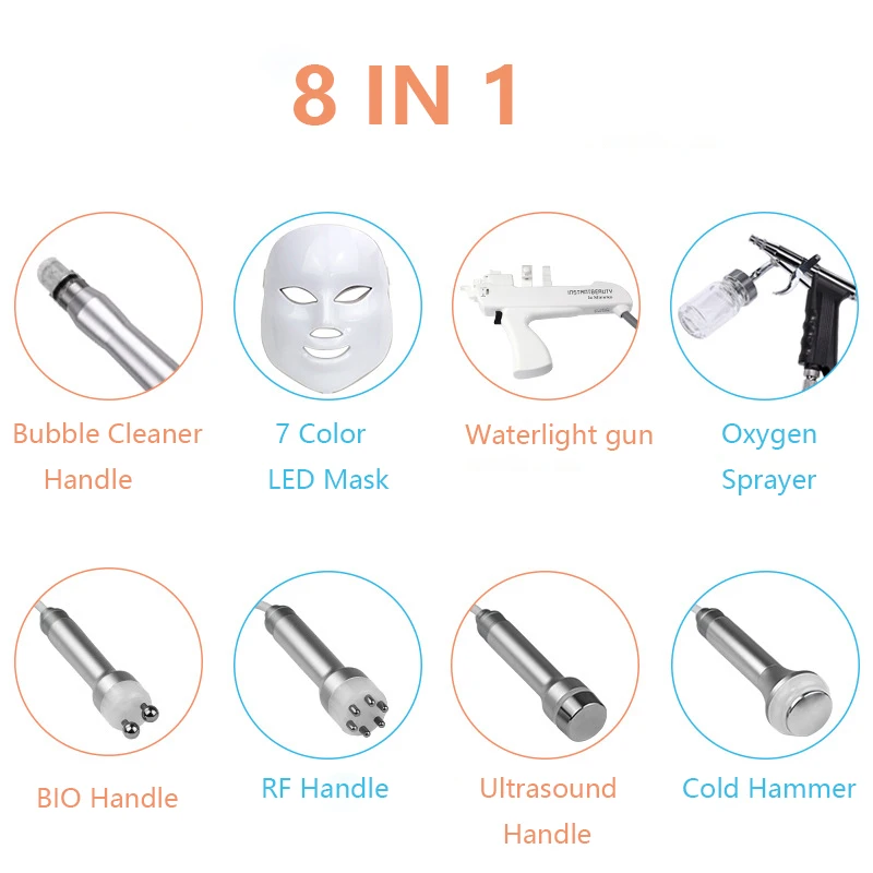  New 8 IN 1 Hydra Dermabrasion RF BIO-lifting Spa Facial Machine Water Jet Hydro Diamond Peeling Mic