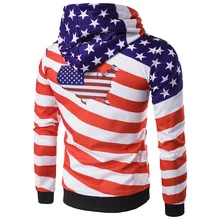 New Fashion Hoodie Tracksuit Men American Striped Flag Printed Pullover Slim Sweatshirt Casual Hoody Men’s Sportswear B3590