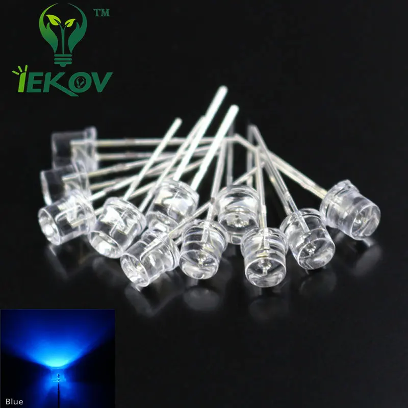 1000pcs LED 5MM Blue Flat Top Wide Angle Urtal Bright Light Bulb Led Lamp Active Components Hot Sale