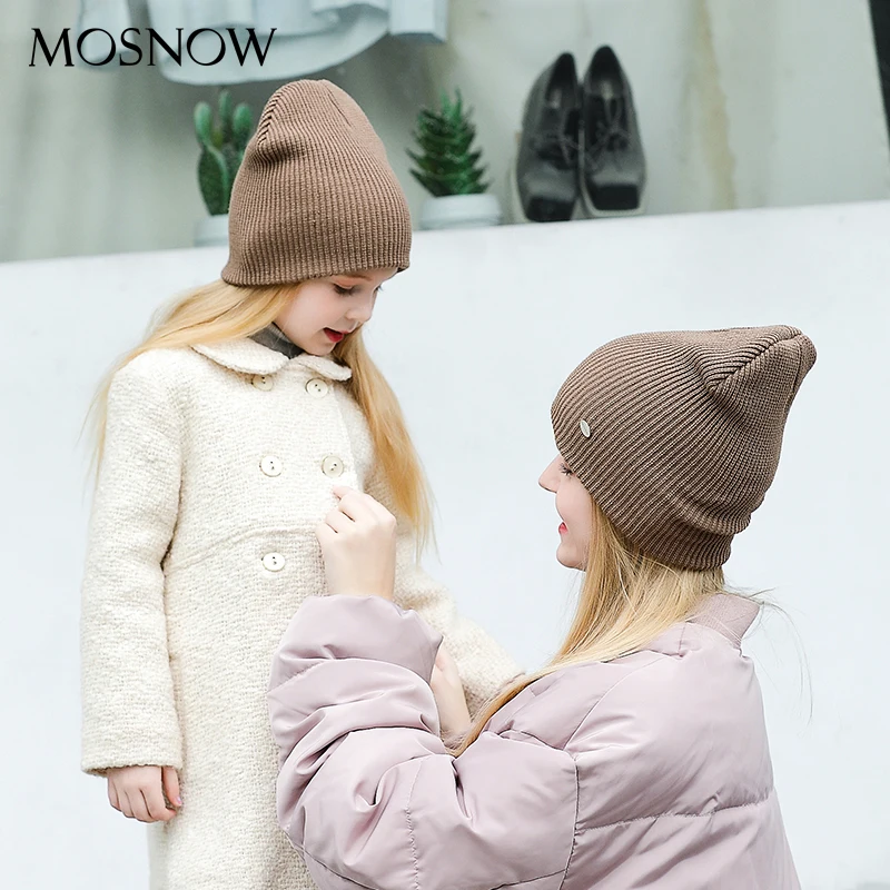 Зимние шапки для женщин, шапки для детей, для мамы и ребенка, новые модные теплые зимние вязаные женские шапки# MZ832E