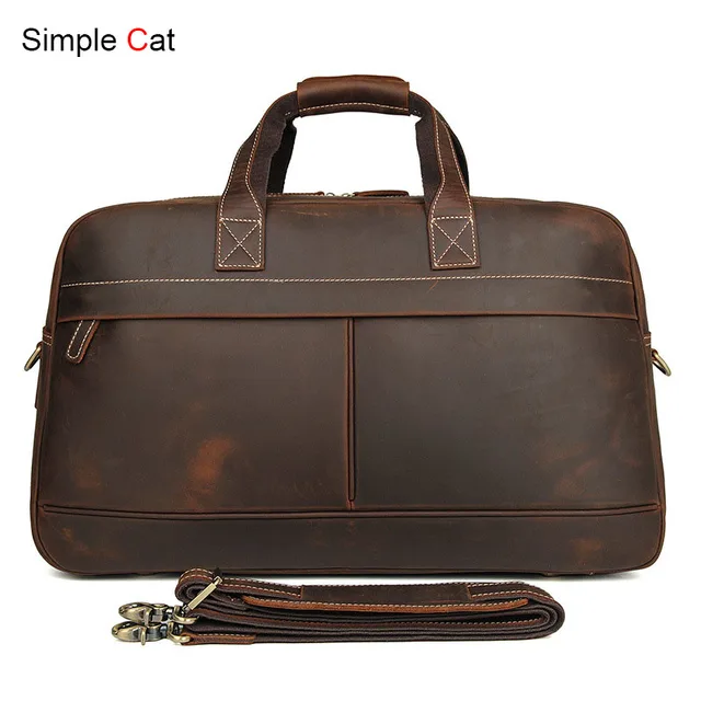 Men Vintage Travel Duffle Handbags Large Capacity Genuine Leather High Quality Male Messenger Bags Crossbody Bag