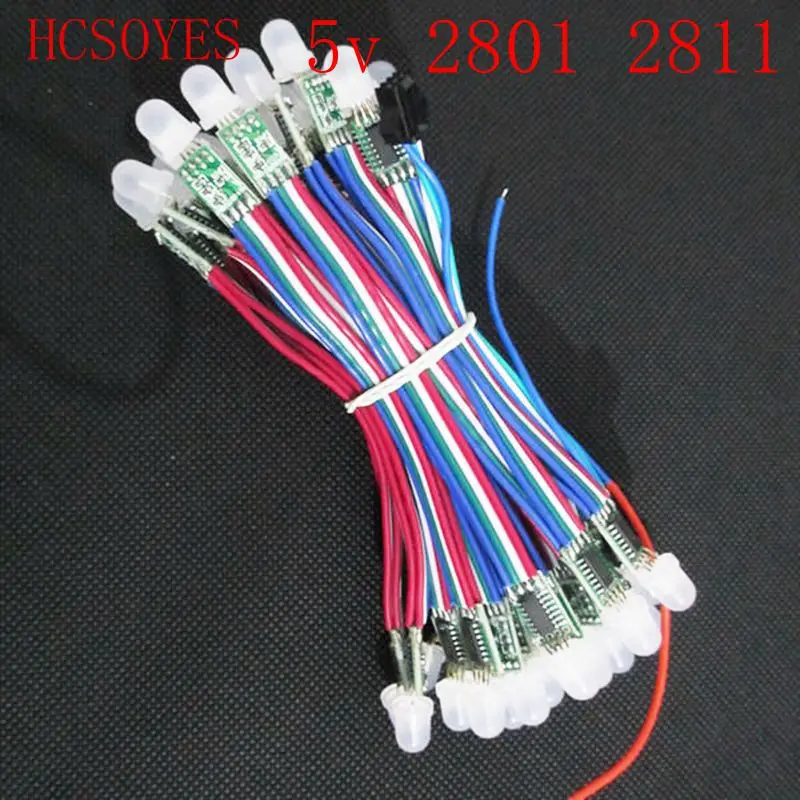 50 шт. WS2801/WS2811 rgb светодио дный Pixel модульная гирлянда адресуемых Цвет узел