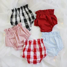

2016 summer baby girls clothing shorts infant toddler girls diper cover solid ruffled panties baby girl clothes baby bloomers