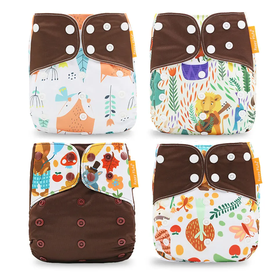 

Happyflute New HOt Sale OS Pocket Diaper Washable &Reusable Baby Nappy New Print Adjustable Baby Diaper Cover
