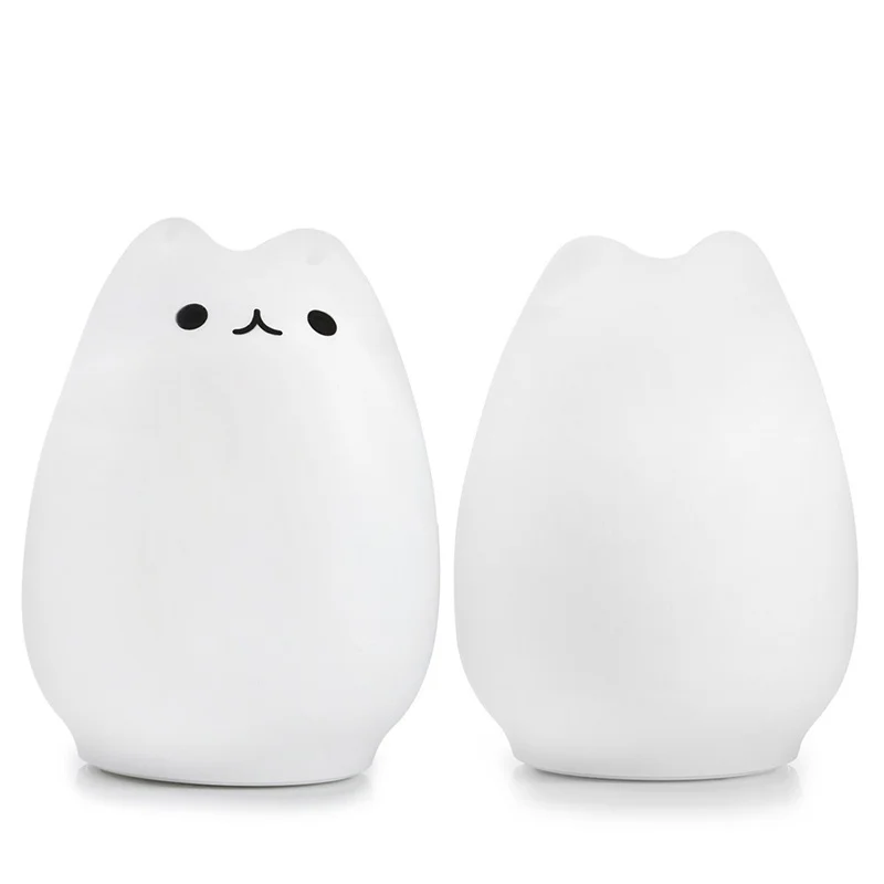 

USB rechargeable LED Colorful Night Light Animal Cat stype Silicone Soft Breathing Cartoon Baby Nursery Lamp for Children Gift