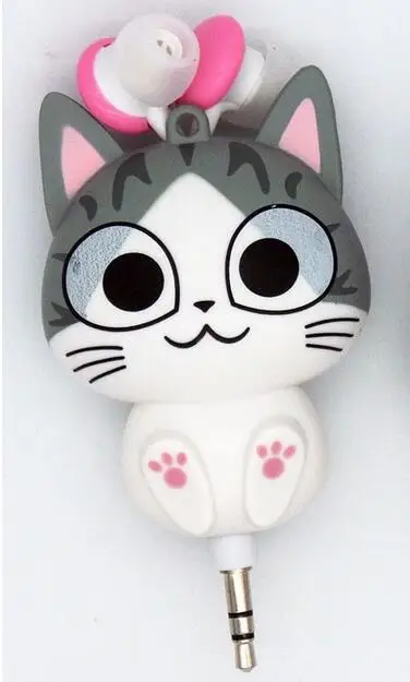 Новые Автоматические выдвижные Наушники с рисунком сыра кота для Samsung 4S 5S 6s xiaomi iPhone 4 5S 6s - Цвет: 1