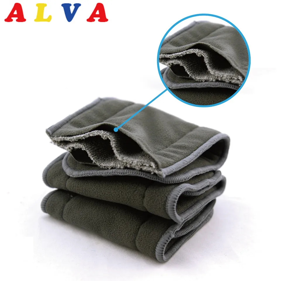 

6pcs per lot Alvababy High Absorbent Organic 4 Layers Charcoal Bamboo Insert