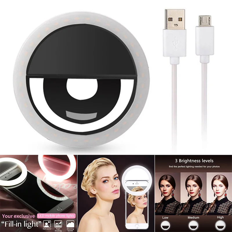 

Portable Flash Led USB Charging Photography Ring Light for Selfie Camera Phone SD998
