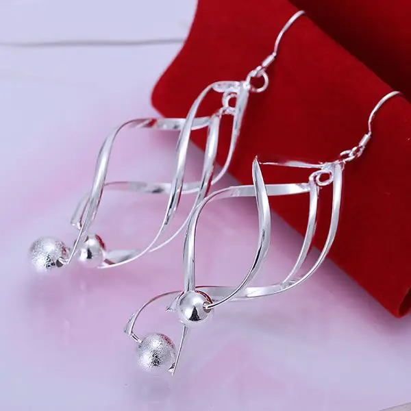 

Gloss Ball Earrings Silver Plated Earrings For Women Wholesale Free Shipping Charm Christmas Gifts 925 Fashion Jewelry E166