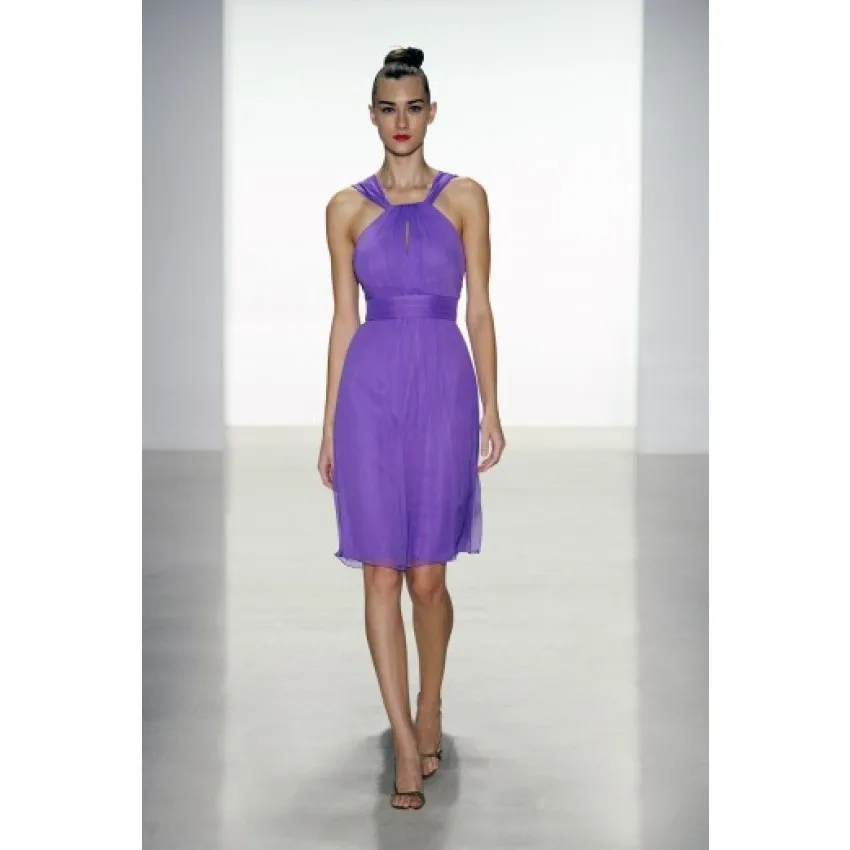 Nitree Simple A-Line Halter Knee Length Chiffon Bridesmaid Dress | Свадьбы и торжества