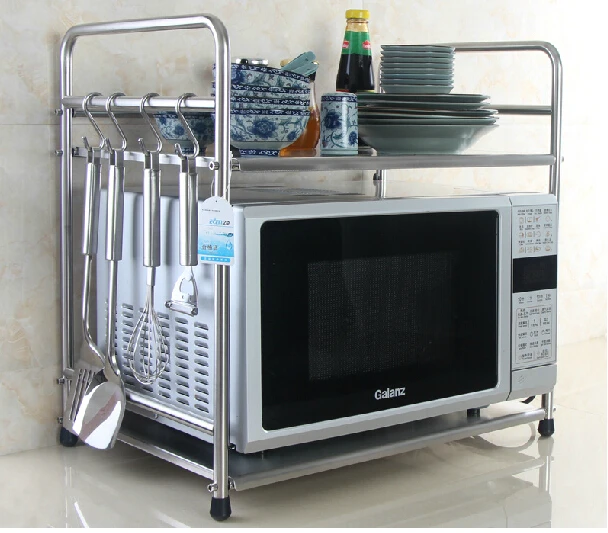 Double Layer Stainless Steel Microwave Shelf Storage Rack Double Layer Stainless Steel Microwave Shelf Storage Rack Oven Kichen Holder