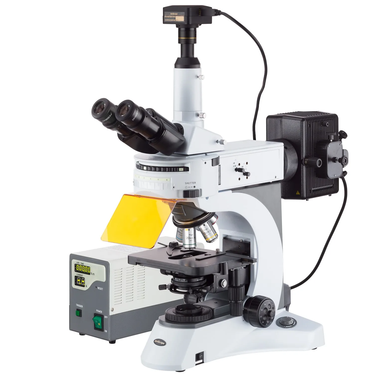 AmScope 40X 1000X Upright Fluorescence Microscope with Rotating Multi