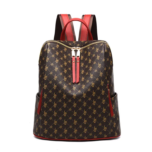 Женский рюкзак с принтом, высокое качество, Молодежные кожаные рюкзаки для девочек-подростков, женская школьная сумка через плечо, женская сумка mochila - Цвет: Бургундия