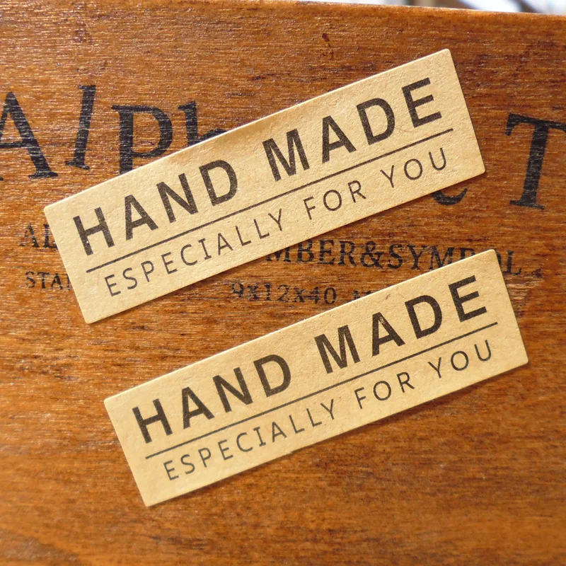120pcs Hand Made Kraft Sticker DIY Multifunction for Handmade Products Gift Box Package Sticker Lables Party Decoration