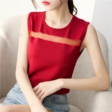 9 94912 этаж, 1 район, 10 Верхний.) Актуальное фото нового женского вязаного жилета из ледяного шелка 24