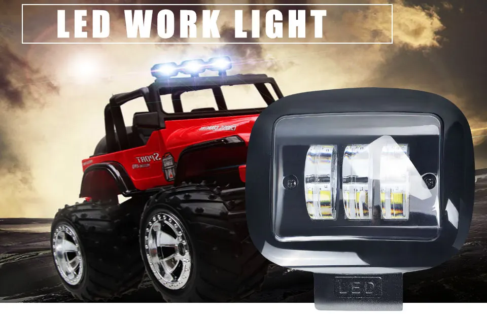 Foxcnsun weketory 3.8 x 4.7 inch 30W LED Work Light LED Bar Light for Motorcycle Tractor Boat Off Road 4WD 4x4 Truck SUV ATV 24V (1)
