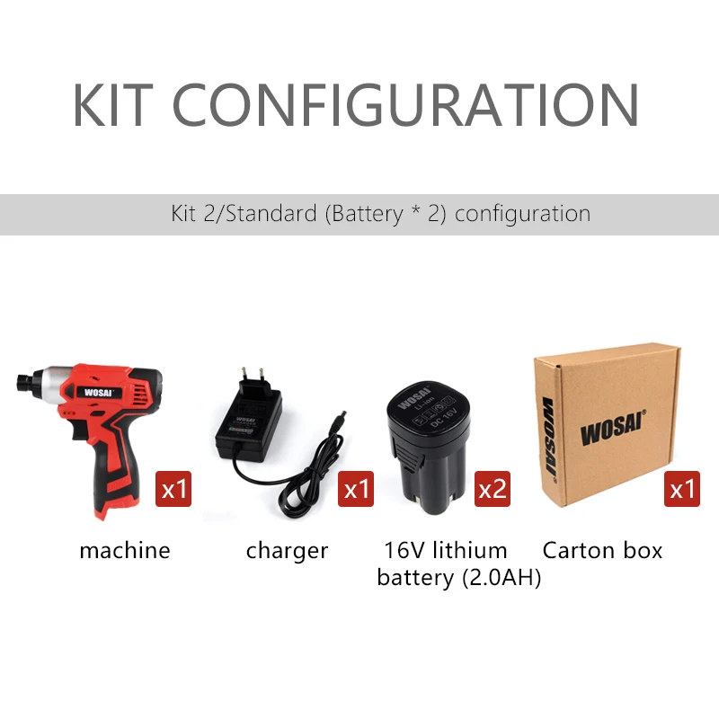 WOSAI 16 В Беспроводная электрическая литий-ионная Отвертка аккумуляторная дрель Бытовая многофункциональная ударная Электрическая Дрель Инструменты Отвертка - Цвет: Kit 2