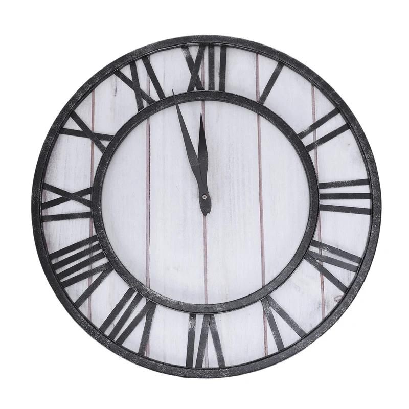 

New Round For Wall Clock Wrought Iron American Clock Home Living Room Silent Wall Clock