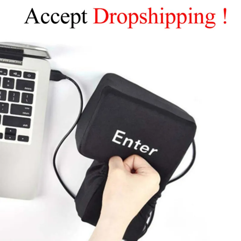

Big USB Enter Key Anti Stress Button USB Pillow Supersized Unbreakable Office Home Computer Laptop Novelty Vent Toys Party Gifts