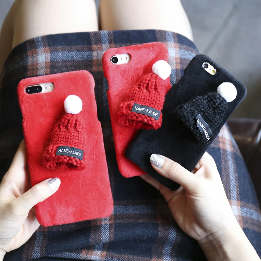 2017 рождество Kisscase зимние Плюшевые чехол для iPhone 7 6 S plus 5 5S Прекрасный вязаная