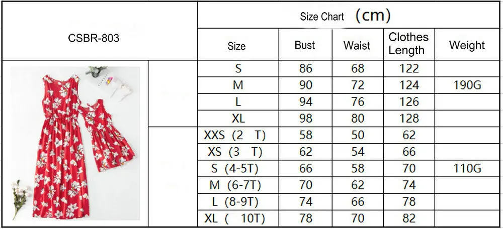 Mom And Daughter Sleeveless Dress Floral Maxi Red Mother Daughter Dresses Family Look Mommy And Me Clothes Matching Outfits (1)