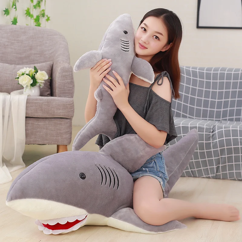 

Decorative Pillows Plush Toy Shark 50/70/80/100cm Stuffed Animals Soft Toy Pillows For Chairs Cushions Simulation Seat Cushion