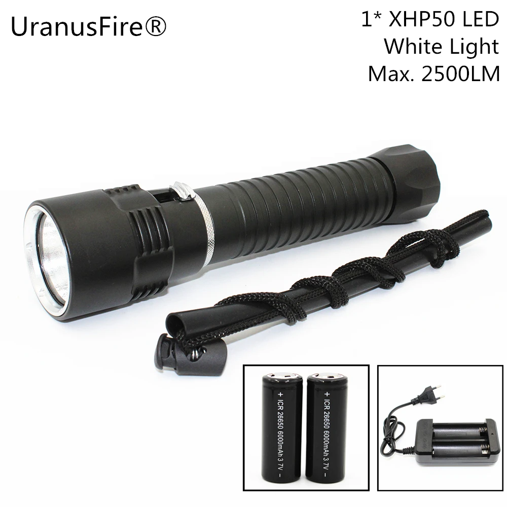 Светодиодный фонарик UranusFire XHP50 2500 люмен белый свет для подводного погружения и