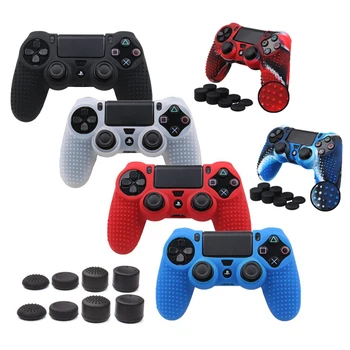 

9 in 1 New Version for Sony Dualshock 4 PS4 Pro Slim Controller Anti-slip Silicone Rubber Cover Skin Case + Thumbsticks Grips